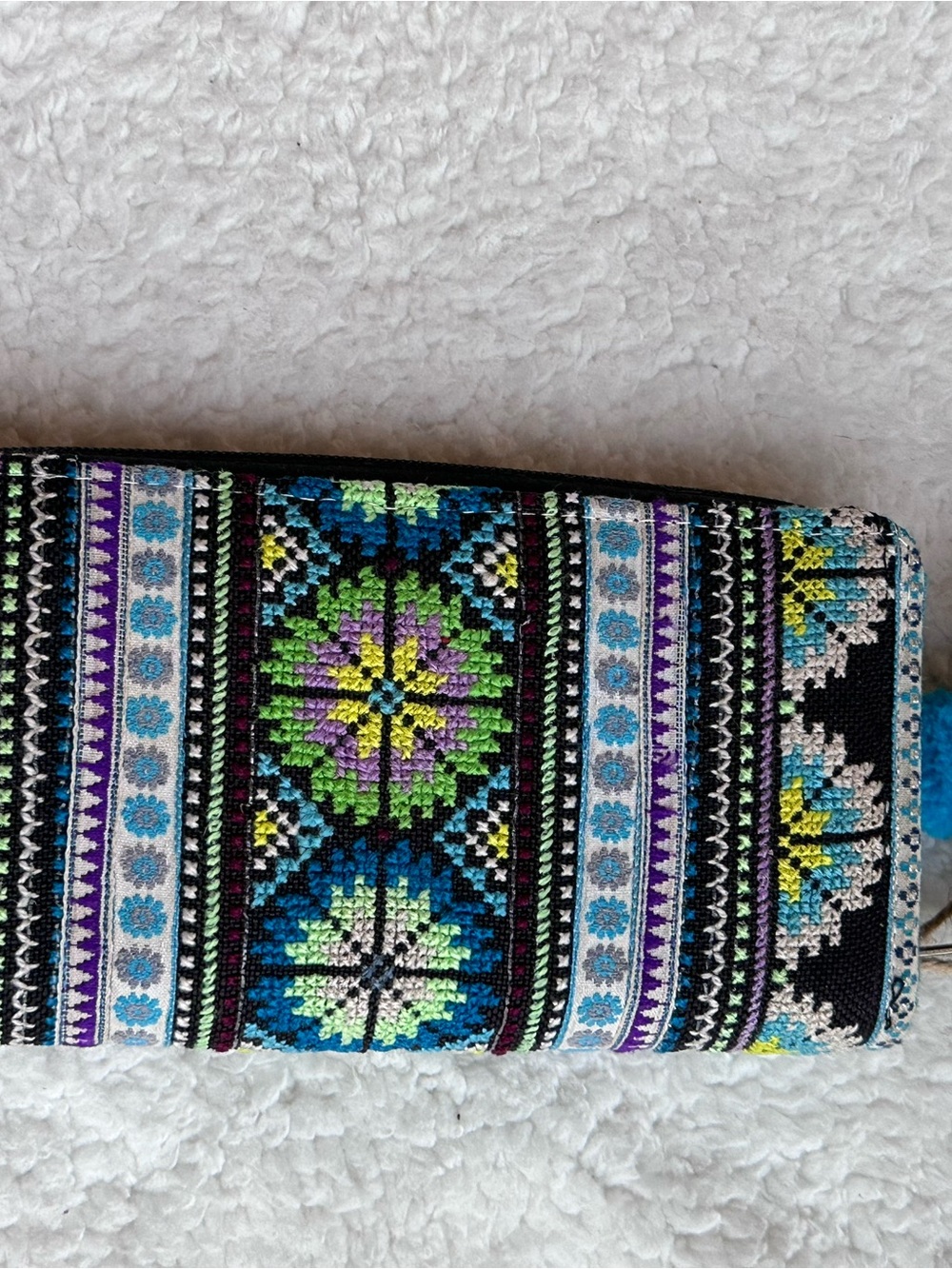 Handcrafted Multicolor Embroidered Zip Wallet